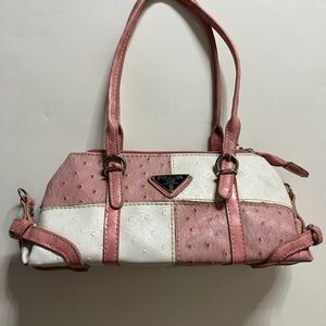 Prada Pink and White Shoulder Bag with Patchwork Design